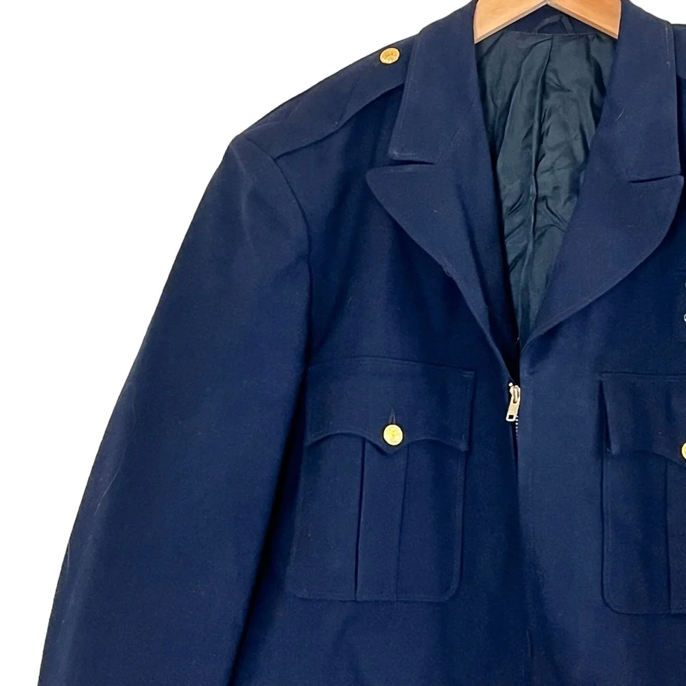 Vintage 1971 Men’s Military Uniform Jacket wool zip front size large